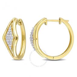 1/5 CT TDW Diamond Pave Hoop Earrings In 10K Yellow Gold
