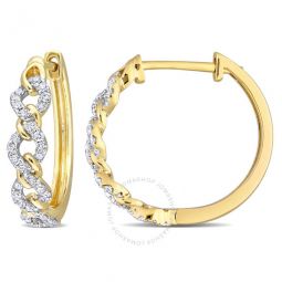 1/5 CT TDW Diamond Link Hoop Earrings In 10K Yellow Gold