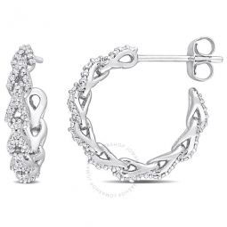 1/3 CT TW Diamond Hoop Earrings In 10K White Gold