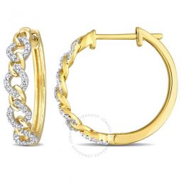 1/5 CT TDW Diamond Link Hoop Earrings In 10K Yellow Gold