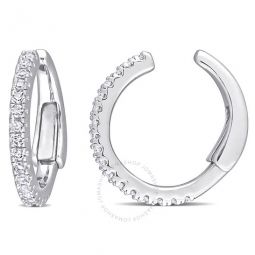 1/6 CT TDW Diamond Hoop Earrings In 14K White Gold
