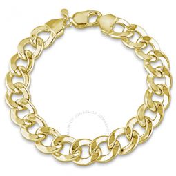 12.5mm Curb Link Bracelet In Yellow Plated Sterling Silver 9