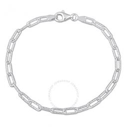 3.5mm Fancy Cut Paperclip Chain Bracelet In Sterling Silver, 9