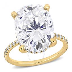 8 1/10 CT DEW Oval Created Moissanite Engagement Ring In 10K Yellow Gold