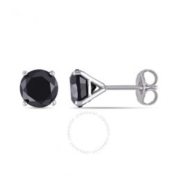 3 CT TW Black Diamond Stud Earrings In 14K White Gold