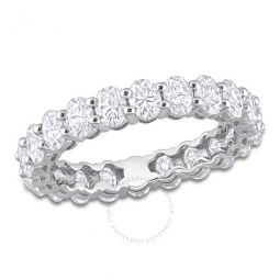 4 3/8 CT DEW Oval Created Moissanite Eternity Ring In 14K White Gold