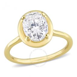 2 CT DEW Oval Shape Created Moissanite Engagement Ring In 10K Yellow Gold