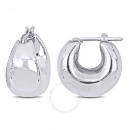 13.5mm Wide Huggie Earrings In 14K White Gold