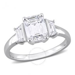 2 1/3 CT DEW Created Moissanite Three-stone Engagement Ring In Sterling Silver