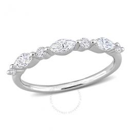1/2 CT DEW Created Moissanite Semi-eternity Ring In Sterling Silver