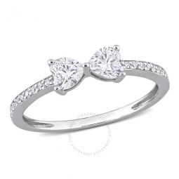 3/5 CT DEW Created Moissanite Duo Heart Ring In Sterling Silver