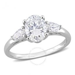 1 3/4 CT DEW Created Moissanite Three-stone Engagement Ring In Sterling Silver