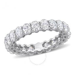 3 1/3 CT TGW Oval Cut Created Moissanite Eternity Ring In 14K White Gold