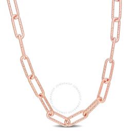6mm Fancy Paperclip Chain Necklace In Rose Plated Sterling Silver, 18 In