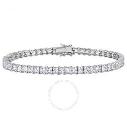 19 CT TGW Square Created White Sapphire Mens Tennis Bracelet in Sterling Silver