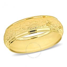 Mens 6mm Antique Filigree Wedding Band In 14K Yellow Gold