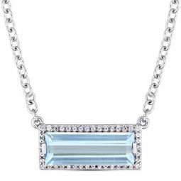 3 CT TGW Baguette Cut Blue Topaz and White Sapphire Halo Necklace In Sterling Silver