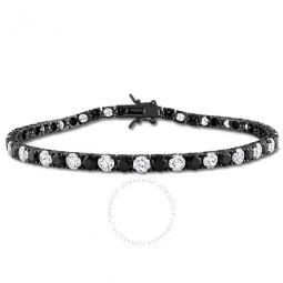 17 CT TGW Created White and Black Sapphire Mens Tennis Bracelet in Black Rhodium Plated Sterling Silver