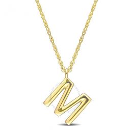 Intial M Pendant with Chain in 14k Yellow Gold