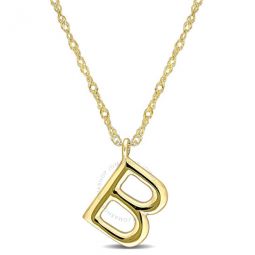 Intial B Pendant with Chain in 14k Yellow Gold