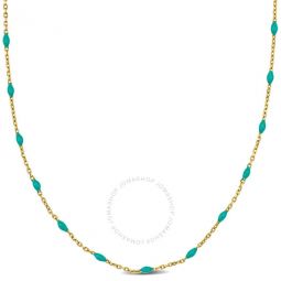 Turquiose Enamel Station Necklace in 14K Yellow Gold