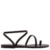 Ladies Black Eleftheria Flat Sandals, Brand Size 35 ( US Size 5 )