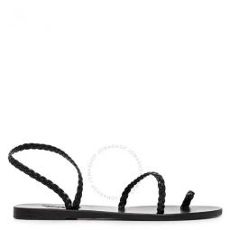 Ladies Black Eleftheria Flat Sandals, Brand Size 35 ( US Size 5 )