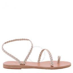 Ladies Platinum Eleftheria Flat Sandals, Brand Size 35 ( US Size 5 )