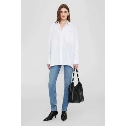 Chrissy Shirt - White/Taupe Stripe