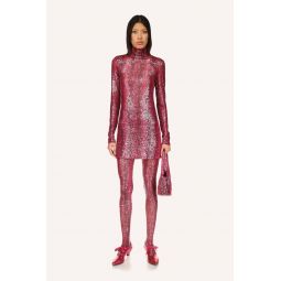 Snakeskin Sequin Turtleneck Dress - Ruby Multi