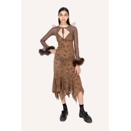 Flock Crinkle Chiffon Slip Dress - Cocoa Multi