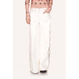Studded Wide Leg Jeans - White