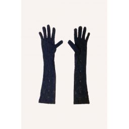 Floral Stretch Lace Gloves - Black Multi