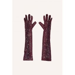 Snakeskin Sequin Gloves - Ruby Multi