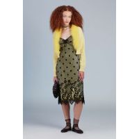 Washed Satin With Lace Dress - Canary Yellow/Black