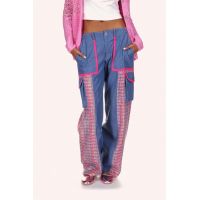 Lurex Tweed & Denim Pants - Hot Pink Multi