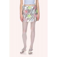 Pastel Posies Sequin Mini Skirt - Silver Multi
