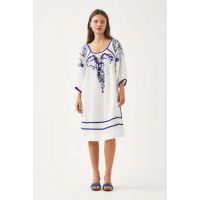 Victoria Embroidered Dress - Natural White