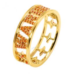 Ladies Gold/Orange Crystal Warning Ring, Size 52