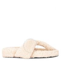 Ladies Beige Relax Flat Footbed Slippers, Brand Size 36 ( US Size 6 )