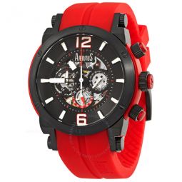 Wall Street Black Dial Red Silicone Mens Watch