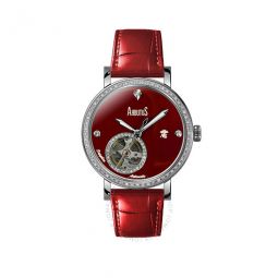 AG Silver Collection Diamond Red Dial Ladies Watch