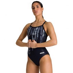 Arena Womens Team Painted Stripes Light Drop Back One Piece Swimsuit