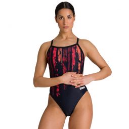 Arena Womens Team Painted Stripes Challenge Back One Piece Swimsuit