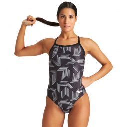 Arena Womens Puzzled Light Drop Back One Piece Swimsuit