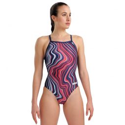Arena Womens Marbled Light Drop Back One Piece Swimsuit
