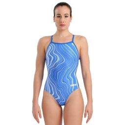 Arena Womens Marbled Light Drop Back One Piece Swimsuit
