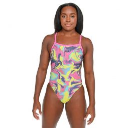 Arena Womens Simone Manuel Marbalized Challenge Back One Piece Swimsuit