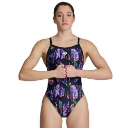 Arena Womens Rose Texture Xcross Back One Piece Swimsuit