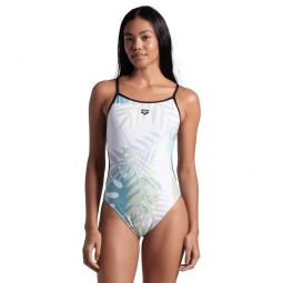 Arena Womens Light Floral Lace Back One Piece Swimsuit